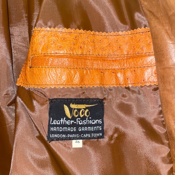 Mens XXL 46 Full Quill Ostrich Trim Leather Jacket France Buttercup Soft Suede - Picture 11 of 14